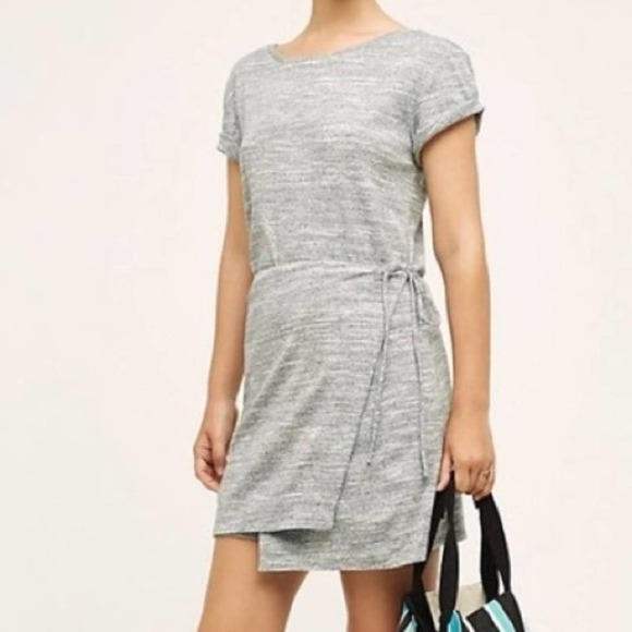 Anthro Maeve Grey Wrap Tee Dress size S Small Anthropologie - Picture 1 of 8